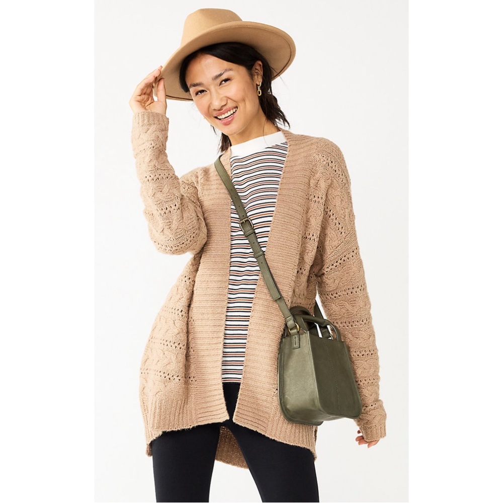 NWT Sonoma Plush Cardigan Open Front Beige Size XL